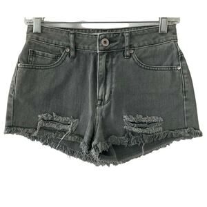 Bullhead Denim Shorts Womens Size 3 High Rise Charcoal Black Distressed
